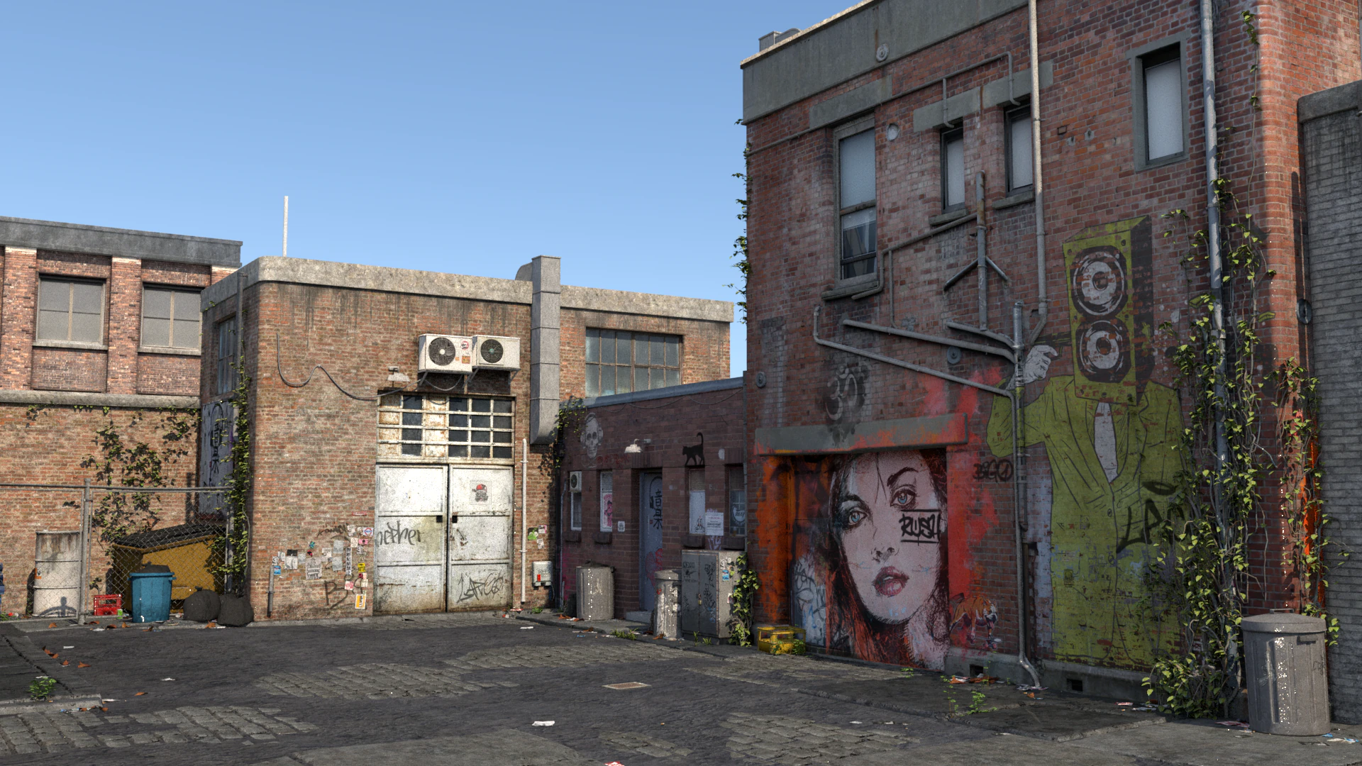 Urban-alley 3D Model .c4d .max .obj .3ds .fbx .stl .blend 