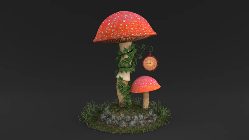 Orologio a fungo Modello 3D .c4d .max .obj .3ds .fbx .stl .blend 