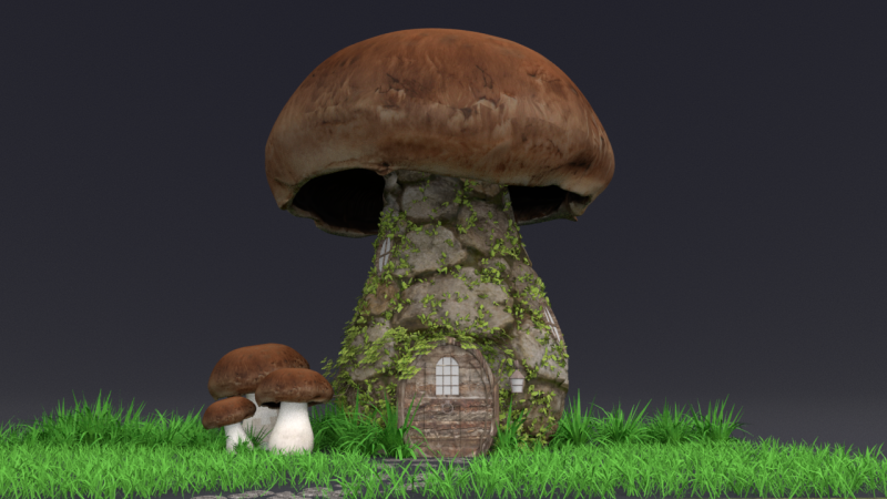 Mushroom House Model 3D .c4d .max .obj .3ds .fbx .stl .blend 