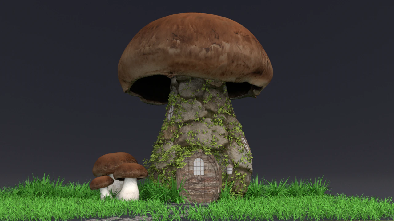 Mushroom House 3D Model .c4d .max .obj .3ds .fbx .stl .blend