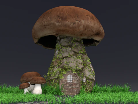 버섯집 3D 모델