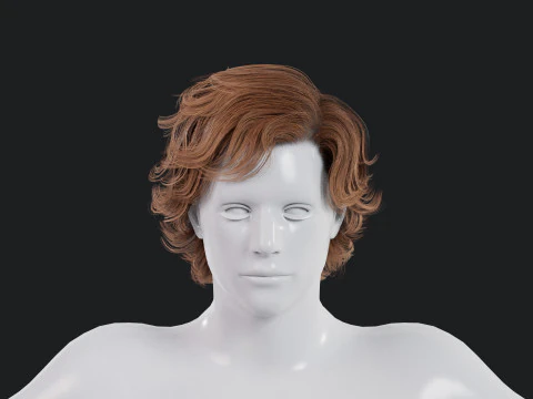 Realistic Male Hair Low-poly 3D Model