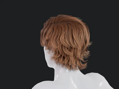 Realistic Male Hair Low-poly 3D Model