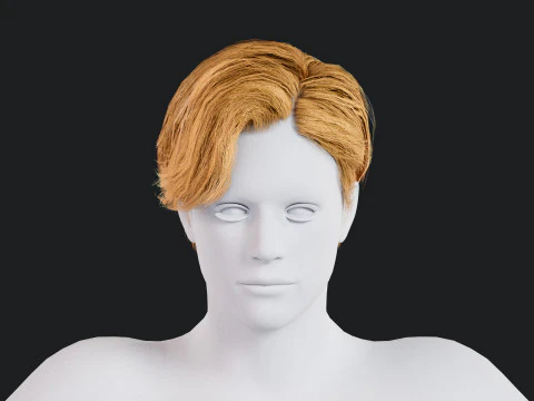 Realistic Male Hair Low-poly 3D Model