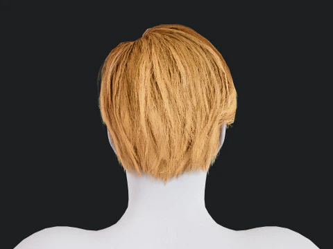 Realistic Male Hair Low-poly 3D Model