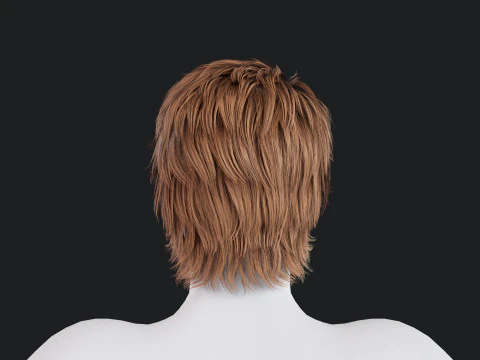 Realistic Male Hair Low-poly 3D Model