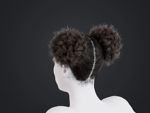 African character Hair 3D Model