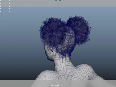 African character Hair 3D Model