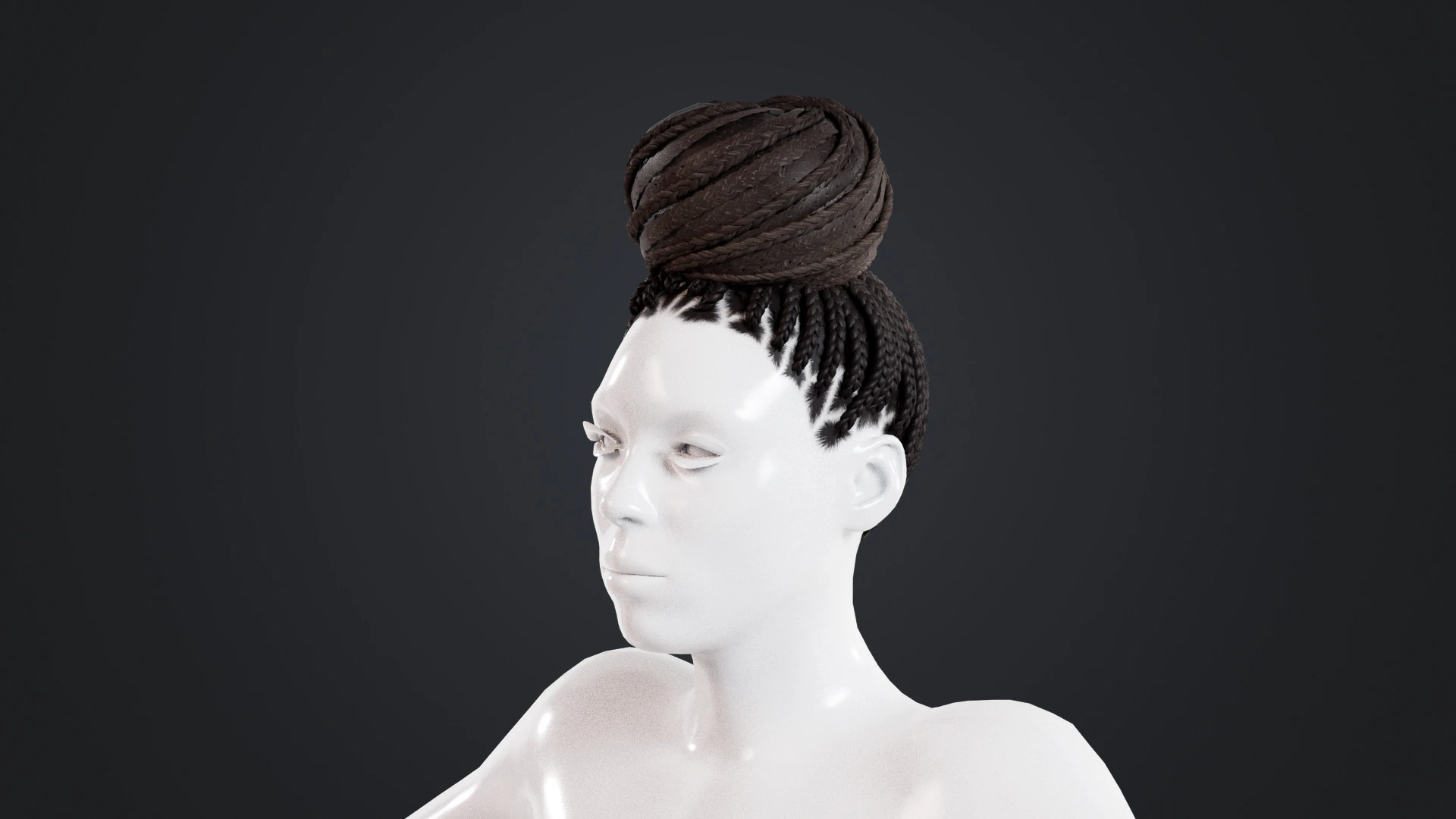 African character Hair 3D Model .c4d .max .obj .3ds .fbx .stl .blend 