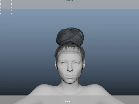 African character Hair 3D Model
