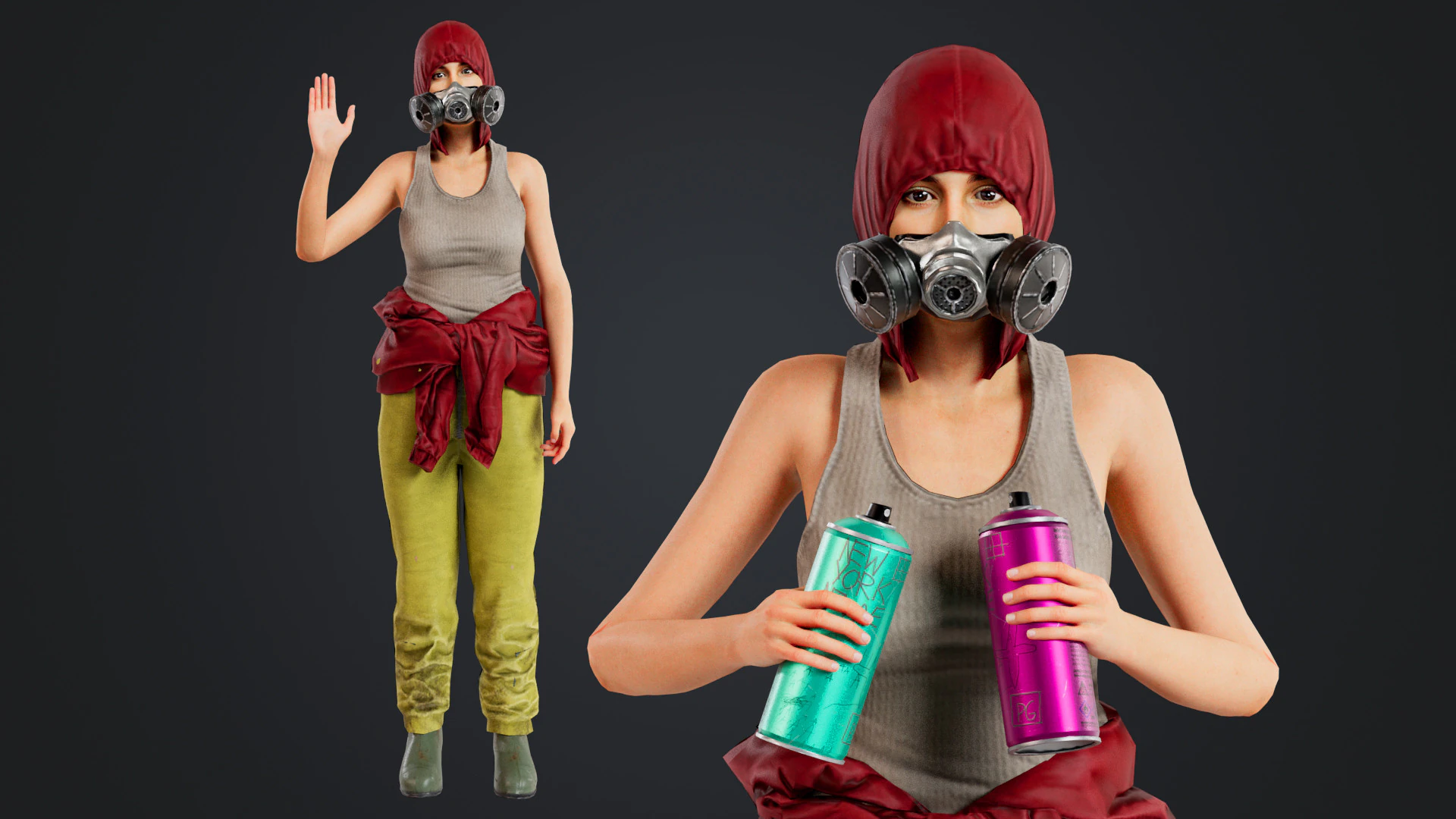 Graffiti Female 3D Model .c4d .max .obj .3ds .fbx .stl .blend 