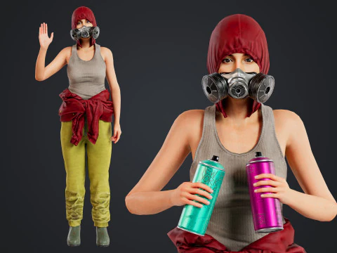 Kobieta graffiti Model 3D