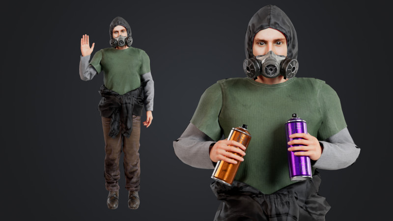 Graffiti Male Model 3D .c4d .max .obj .3ds .fbx .stl .blend