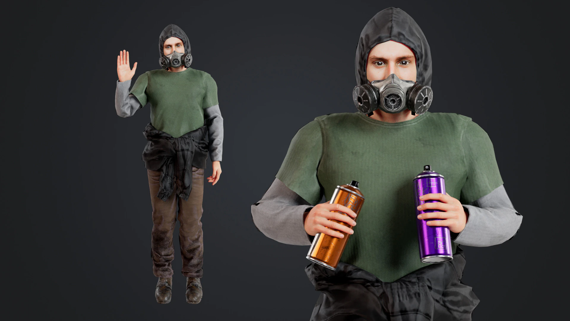 Graffiti Male 3D Model .c4d .max .obj .3ds .fbx .stl .blend