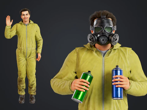 Graffiti, mężczyzna Model 3D