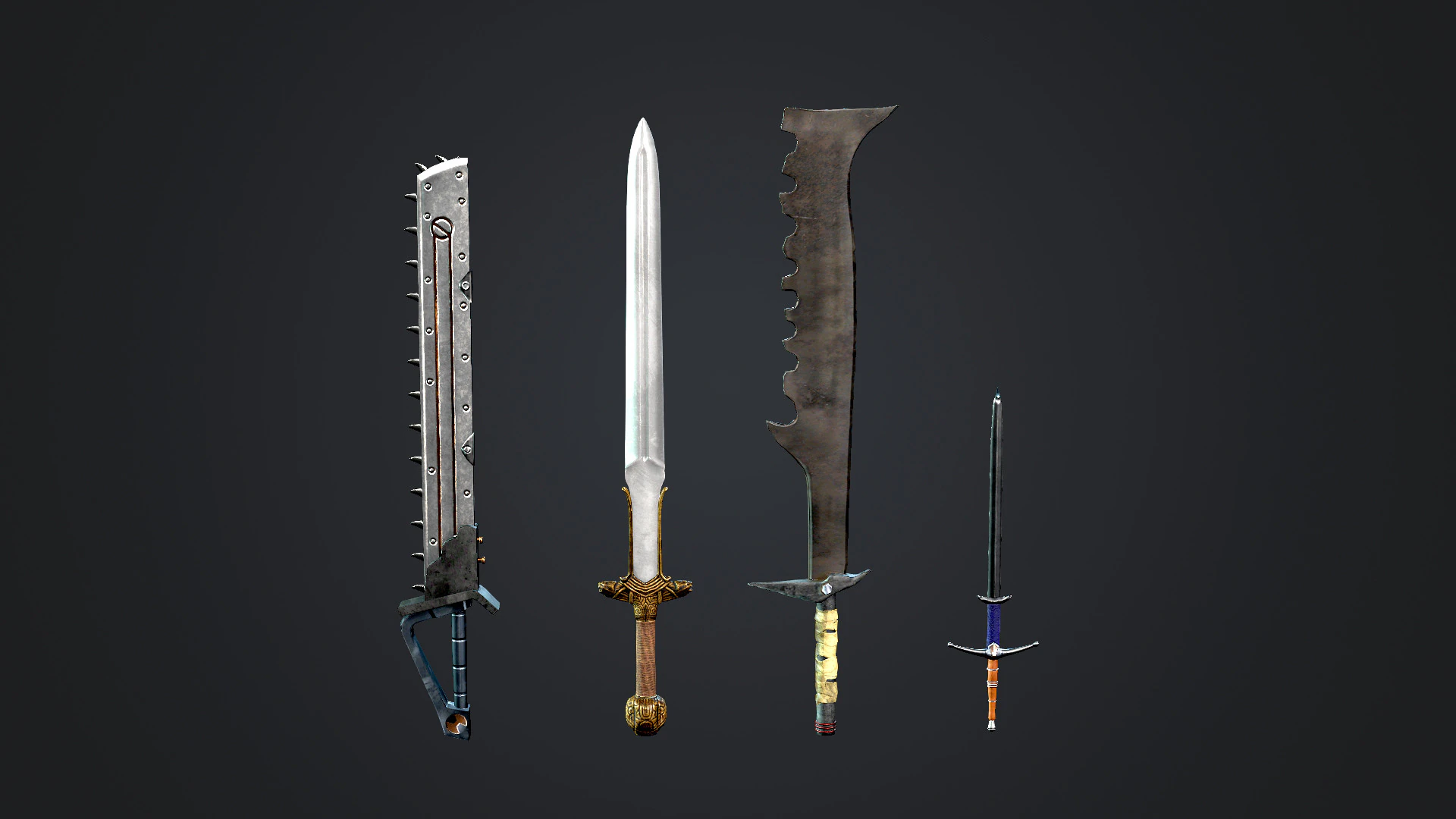 Swords 3D Model .c4d .max .obj .3ds .fbx .stl .blend 