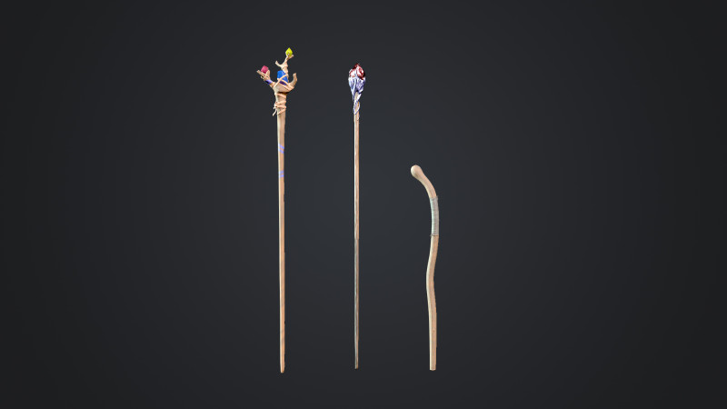 Staffs 3D Model .c4d .max .obj .3ds .fbx .stl .blend 