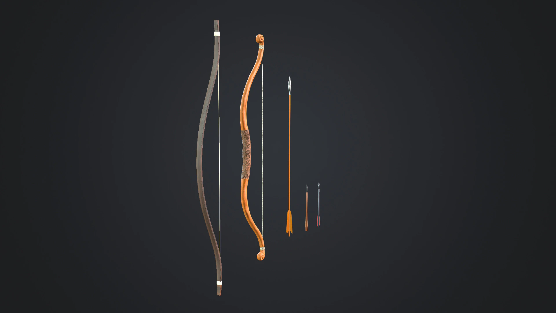 Bows And Arrows 3D Model .c4d .max .obj .3ds .fbx .stl .blend 