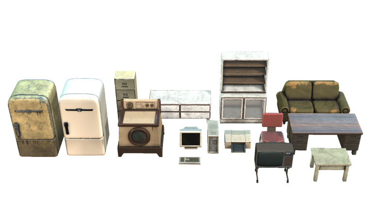 Debris Furniture 3D Модель .c4d .max .obj .3ds .fbx .stl .blend 