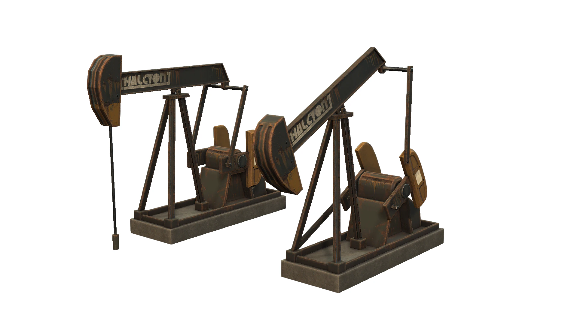 Oil Pumpjack 3D Model .c4d .max .obj .3ds .fbx .stl .blend 