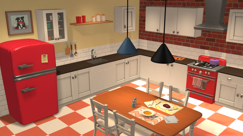 Cartoon Kitchen 3D Model .c4d .max .obj .3ds .fbx .stl .blend 