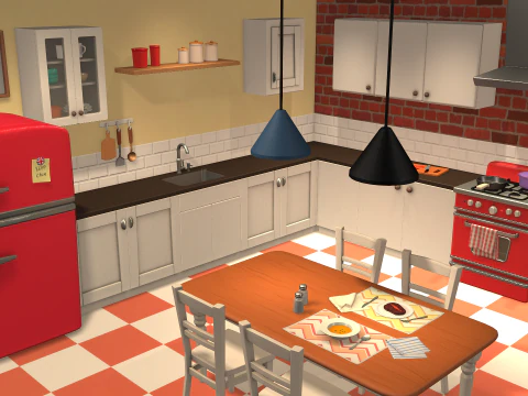 Cartoon Kitchen 3D Model