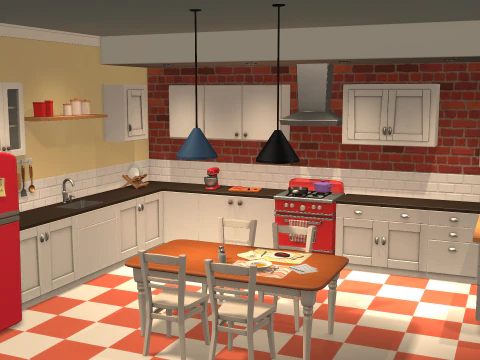 Cartoon Kitchen 3D Model