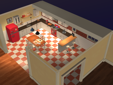 Cartoon Kitchen 3D Model