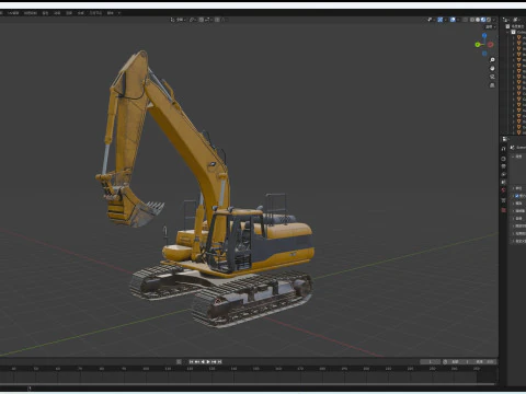 Tracked Excavator 3D Model