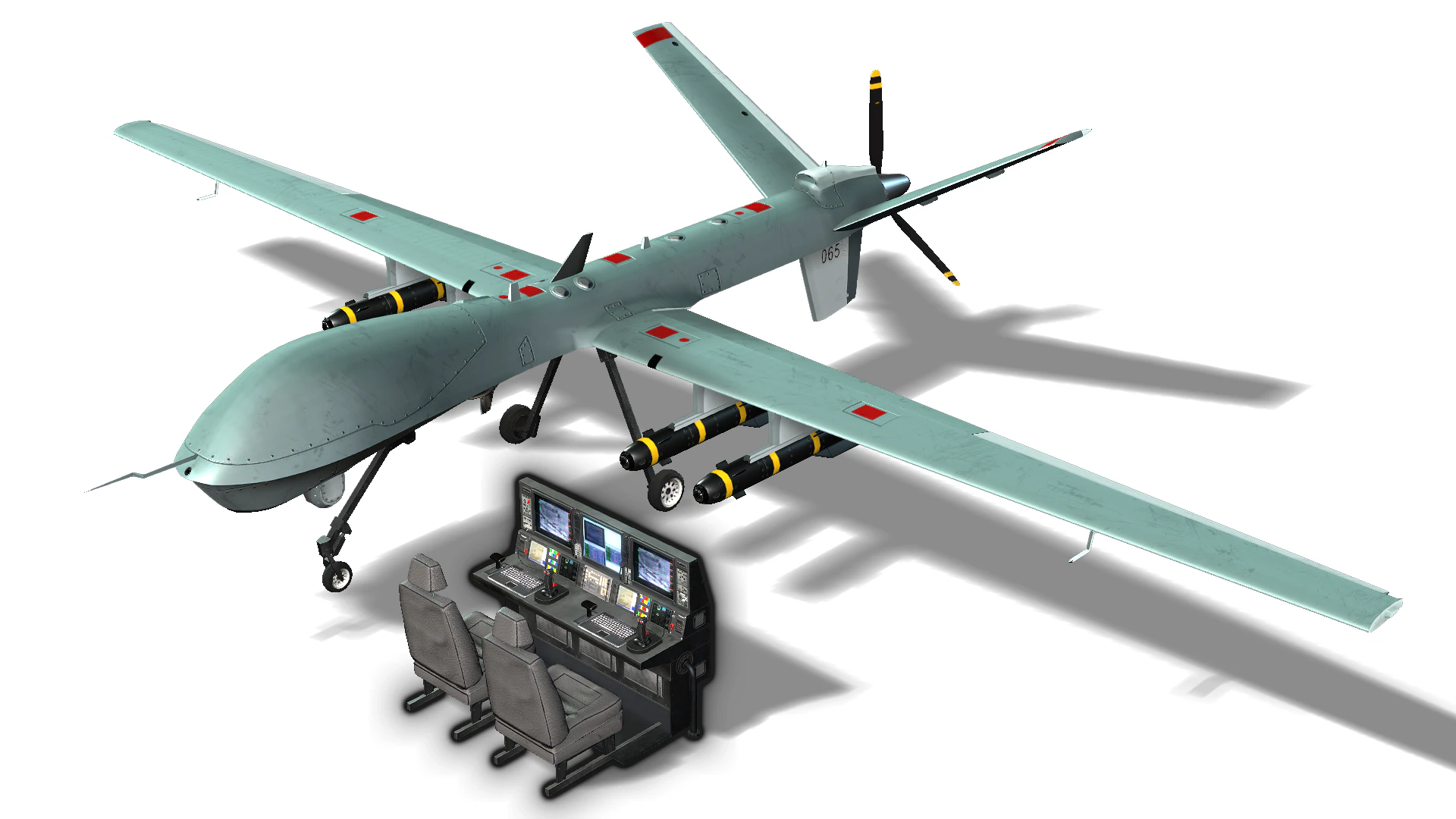 Reaper Drone 3D Model .c4d .max .obj .3ds .fbx .stl .blend