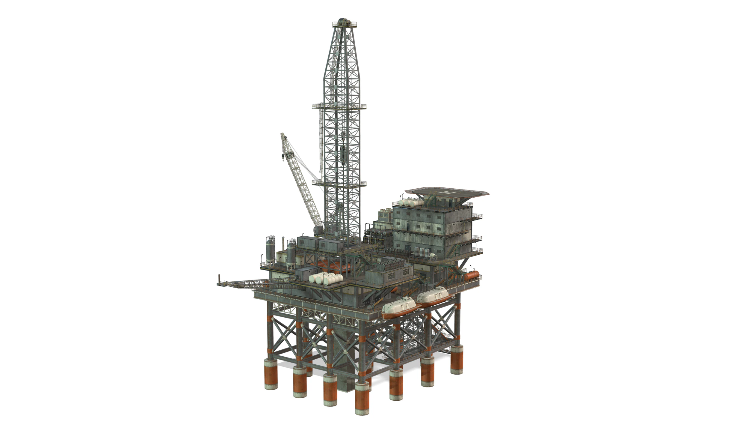 Oil Rig Platform 3D Model .c4d .max .obj .3ds .fbx .stl .blend 