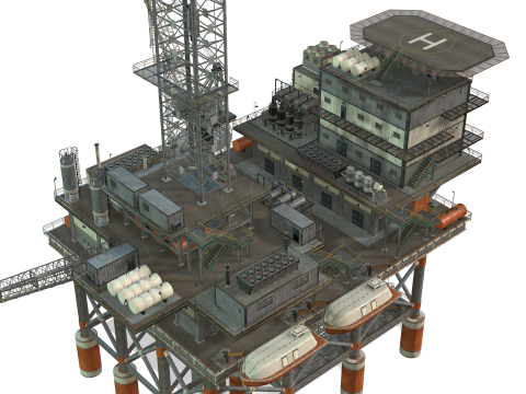 Oil Rig Platform 3D Model