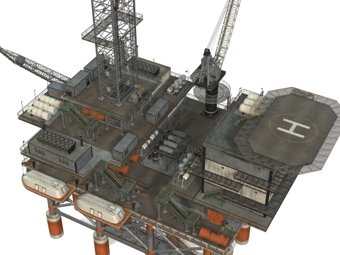 Oil Rig Platform 3D Model