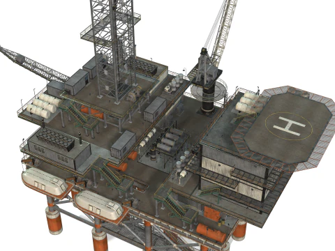 Oil Rig Platform 3D Model