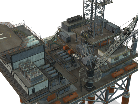 Oil Rig Platform 3D Model