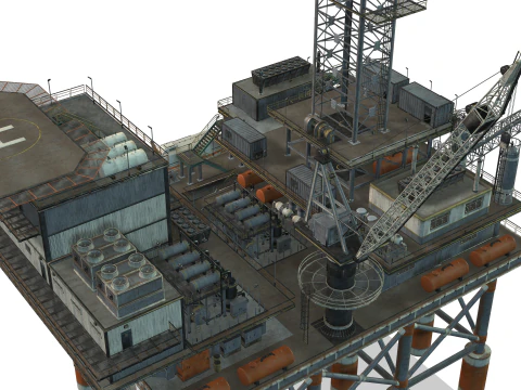 Oil Rig Platform 3D Model
