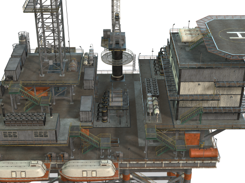 Oil Rig Platform 3D Model