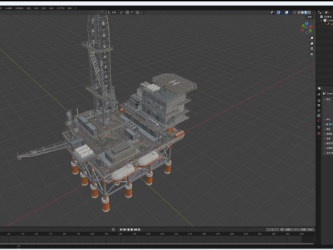 Oil Rig Platform 3D Model