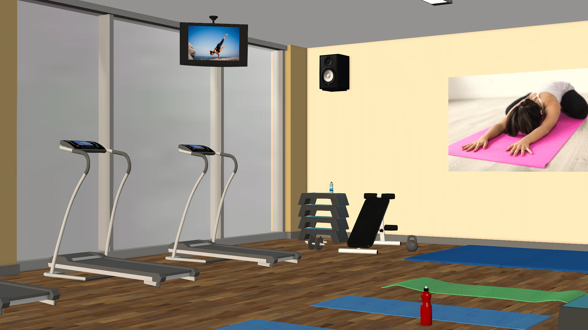 Fitness Room 3D Model .c4d .max .obj .3ds .fbx .stl .blend 