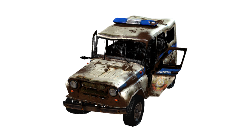 PoliceCar broken 3D Model .c4d .max .obj .3ds .fbx .stl .blend 
