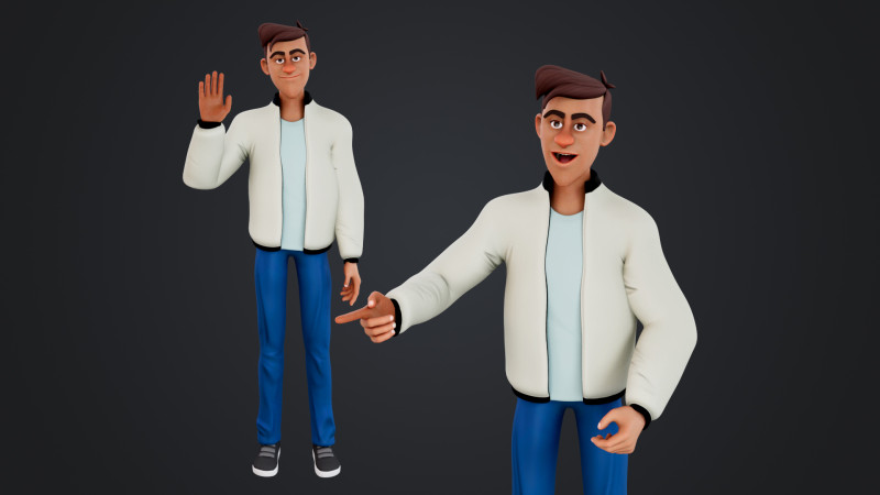 Cartoon Man 3D Модель .c4d .max .obj .3ds .fbx .stl .blend