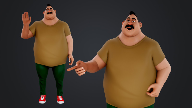 Cartoon Man 3D Модель .c4d .max .obj .3ds .fbx .stl .blend