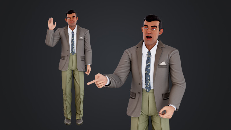 Cartoon Man 3D Модель .c4d .max .obj .3ds .fbx .stl .blend