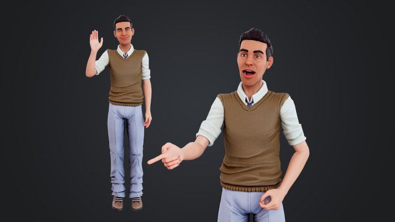 Cartoon Man Model 3D .c4d .max .obj .3ds .fbx .stl .blend