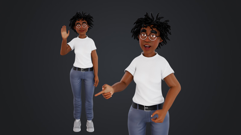 Cartoon Woman Rigged 3D Model .c4d .max .obj .3ds .fbx .stl .blend