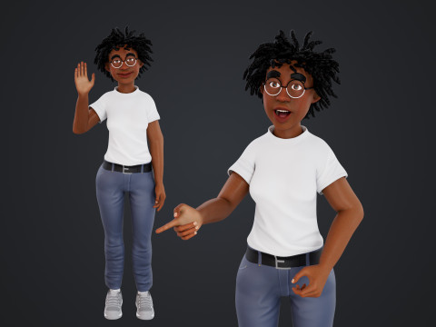 Cartoon Woman Rigged Model 3D