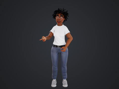 Cartoon Woman Rigged 3D Model