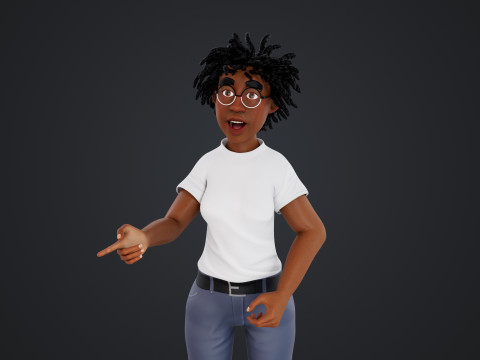 Cartoon Woman Rigged 3D Model