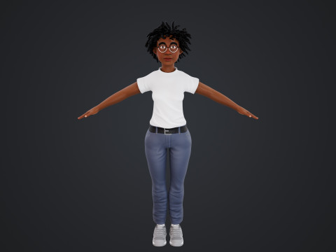 Cartoon Woman Rigged 3D Model