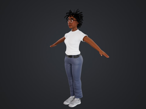 Cartoon Woman Rigged 3D Model